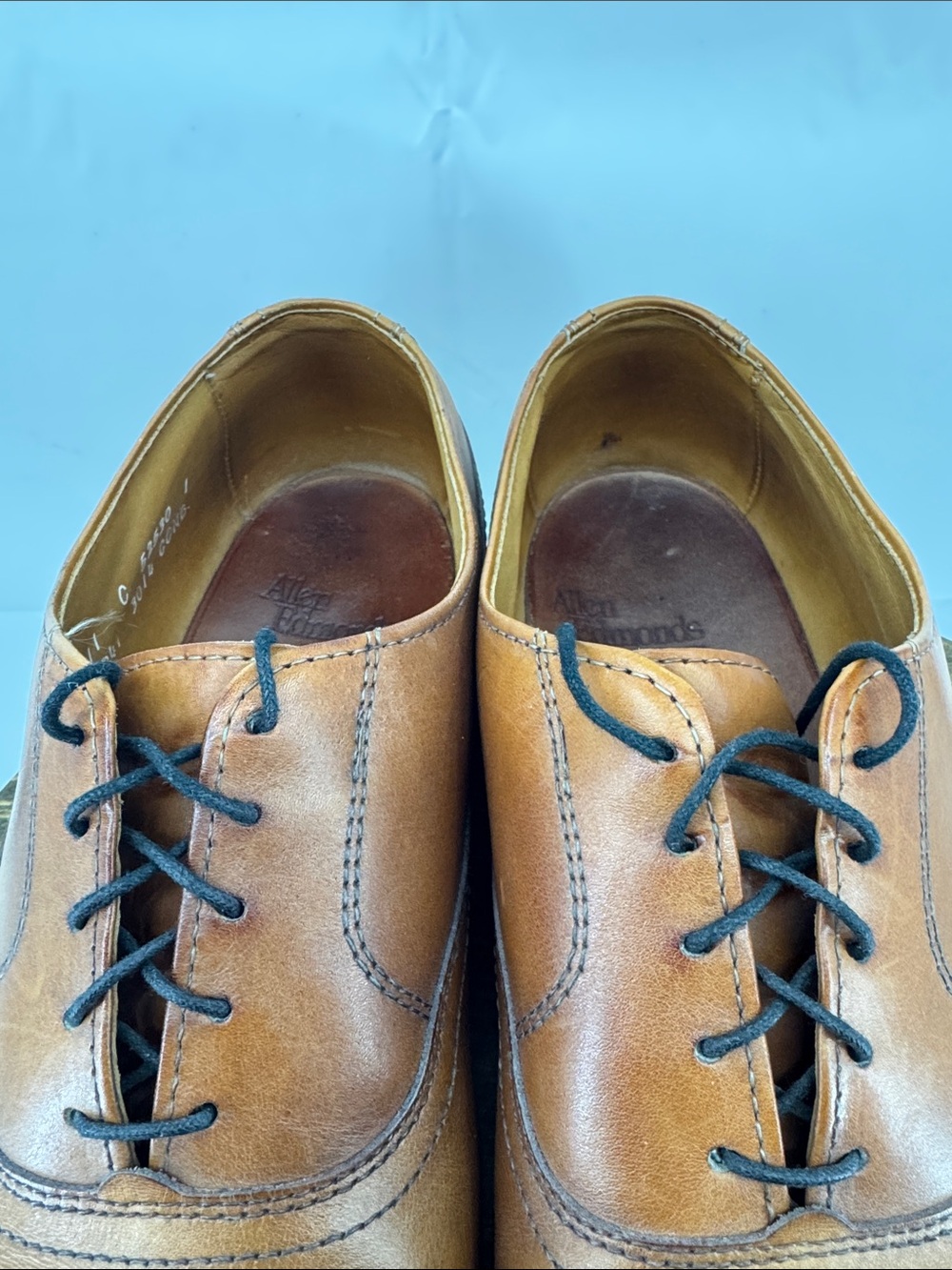 Allen Edmonds Mens Brookwood Leather Cap Toe Dress Shoes in Cognac, sz 11 - Picture 4 of 15
